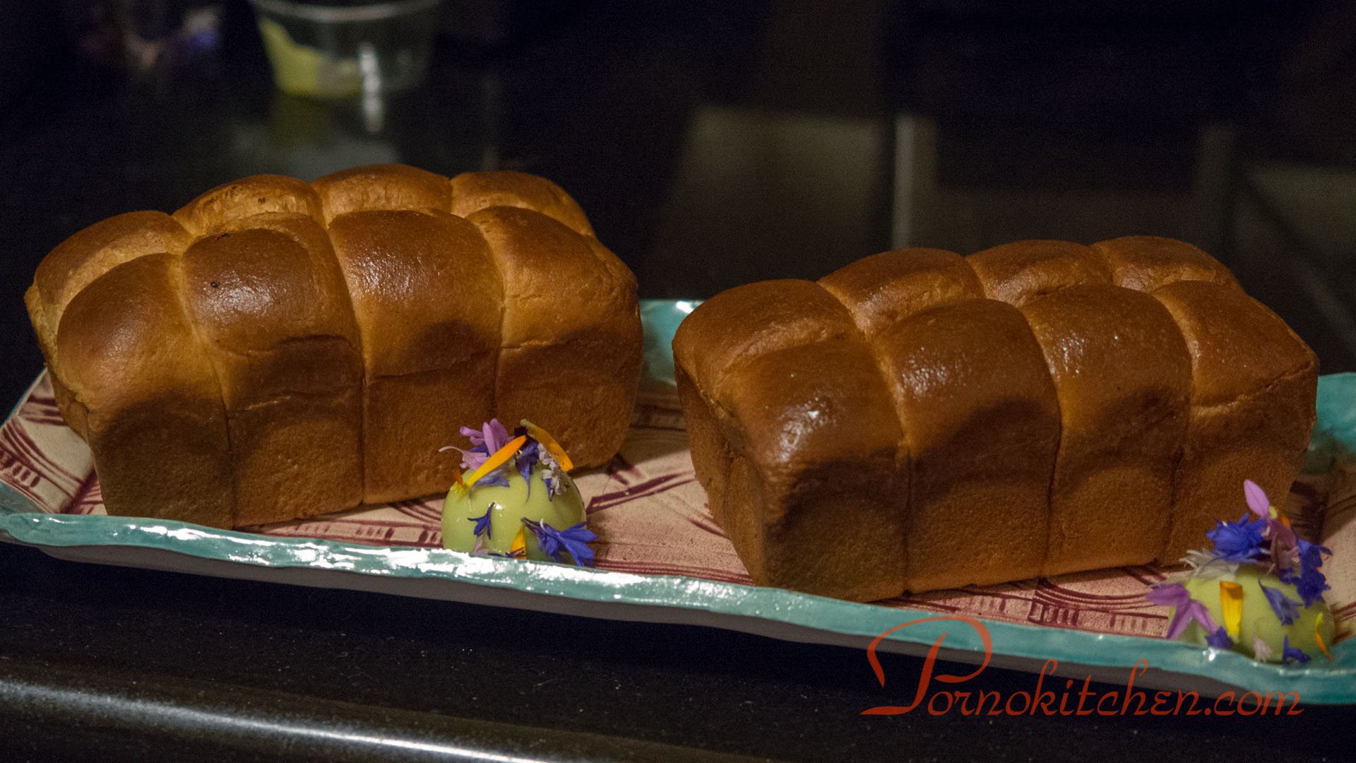 Chef's grandmother brioche with blue cheese cultured butter.